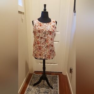 89th & Madison Womans Tiered Ruffled Floral Sleeveless Blouse
